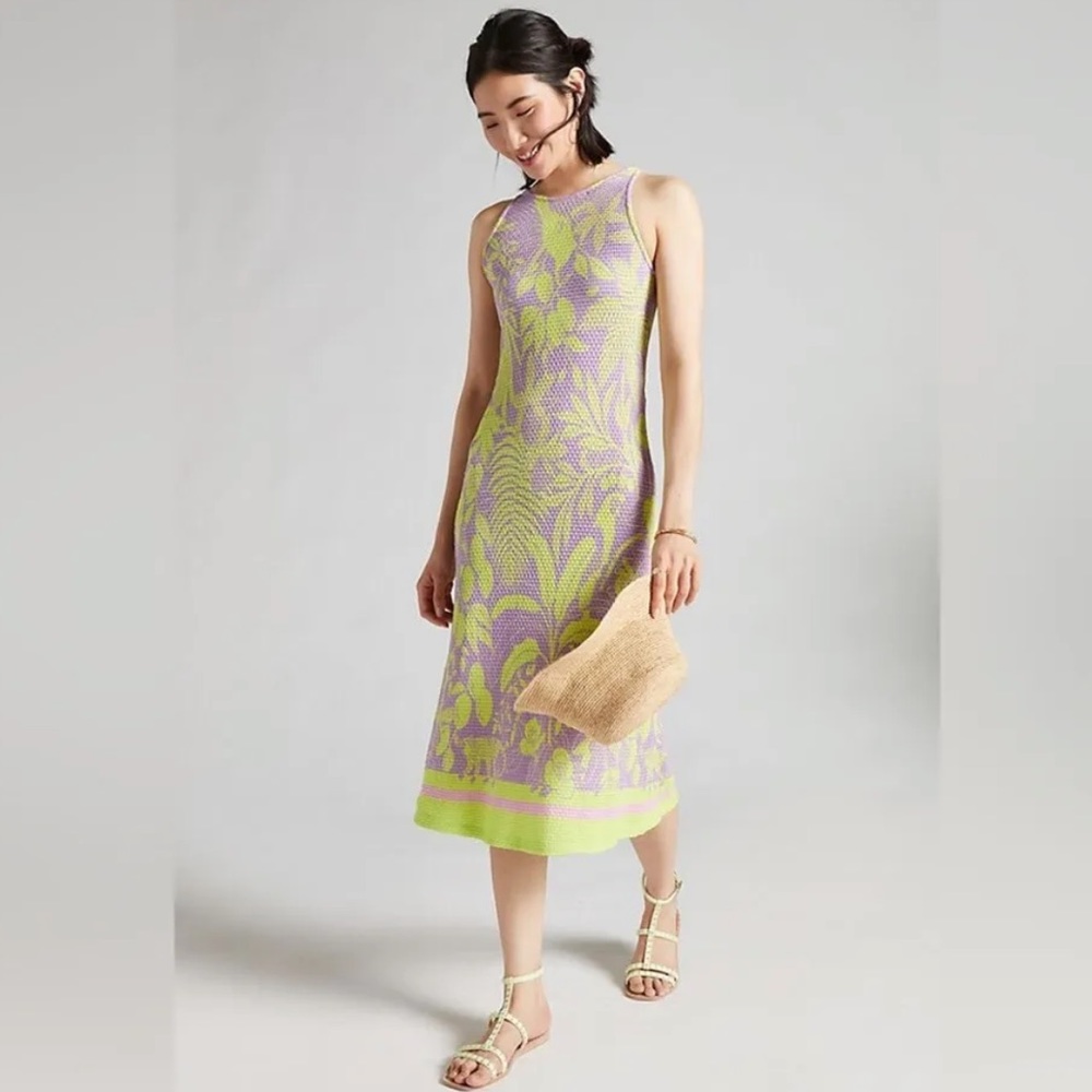 FARM RIO Anthropologie Knit Floral Midi Dress